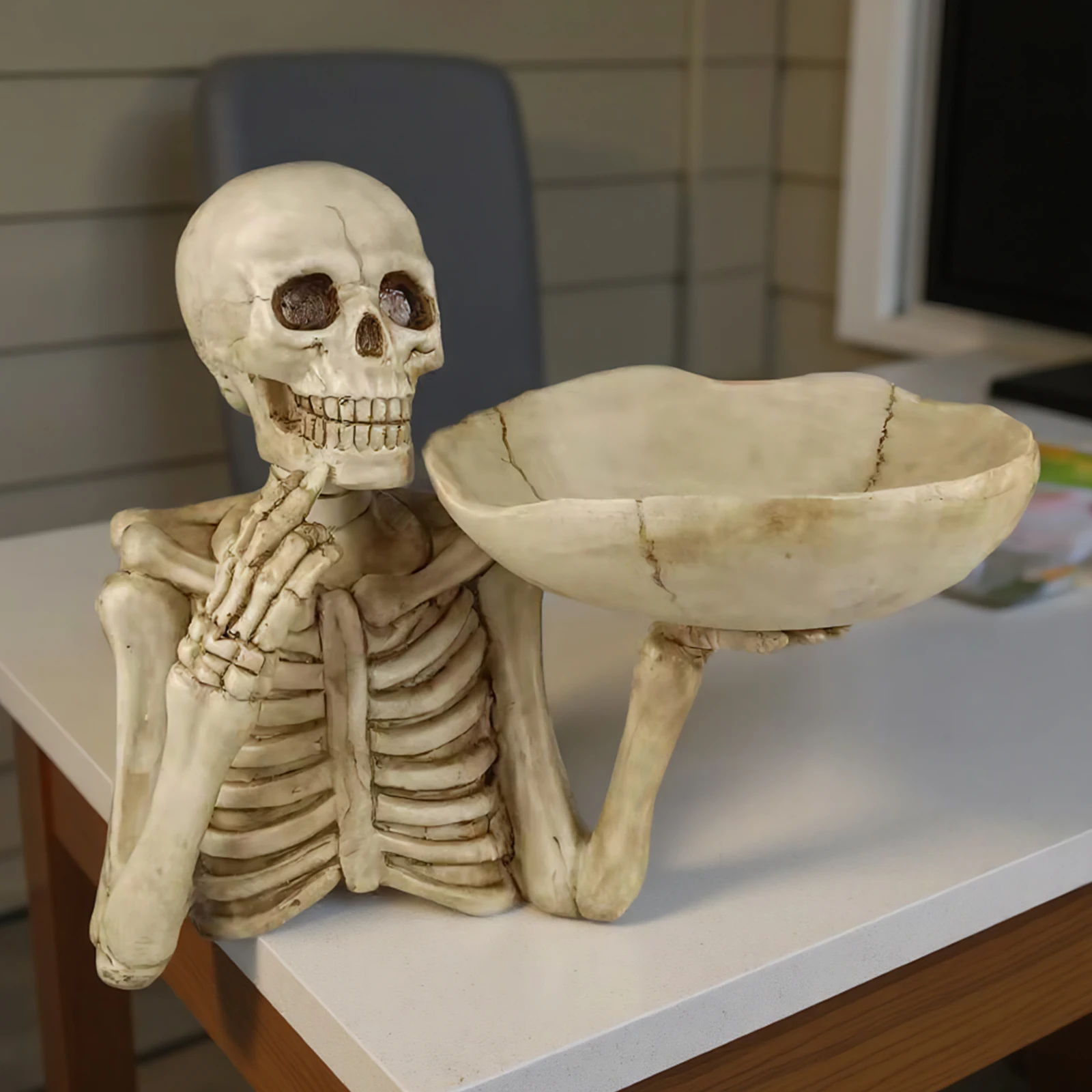 

Хэллоуин Скелет Миска для конфет Панк Поднос для хранения закусок Чаша для хранения еды для дома Настольный поднос для вечеринки и бара