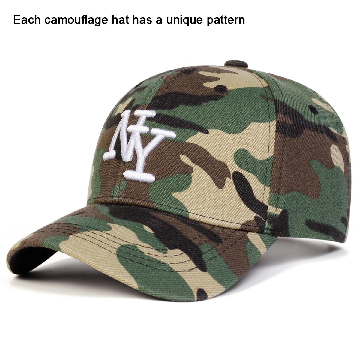 Unisex NY Brief Stickerei Camouflage Baseball Caps Frühling Herbst Outdoor Einstellbare Casual Hüte Sonnenschutz Hut Sport Kappe – Detail 4