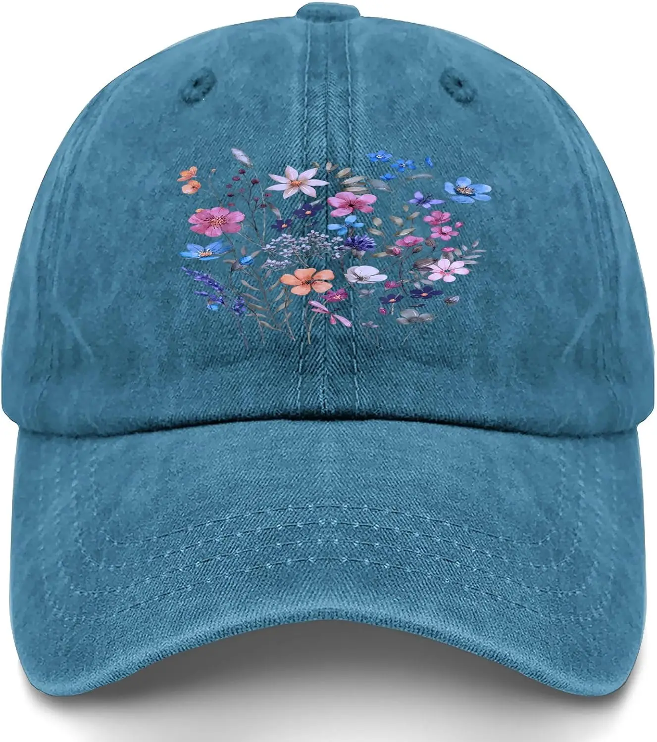 Wildflower Floral Flowers Hat for Women Funny Washed Distressed Baseball Cap