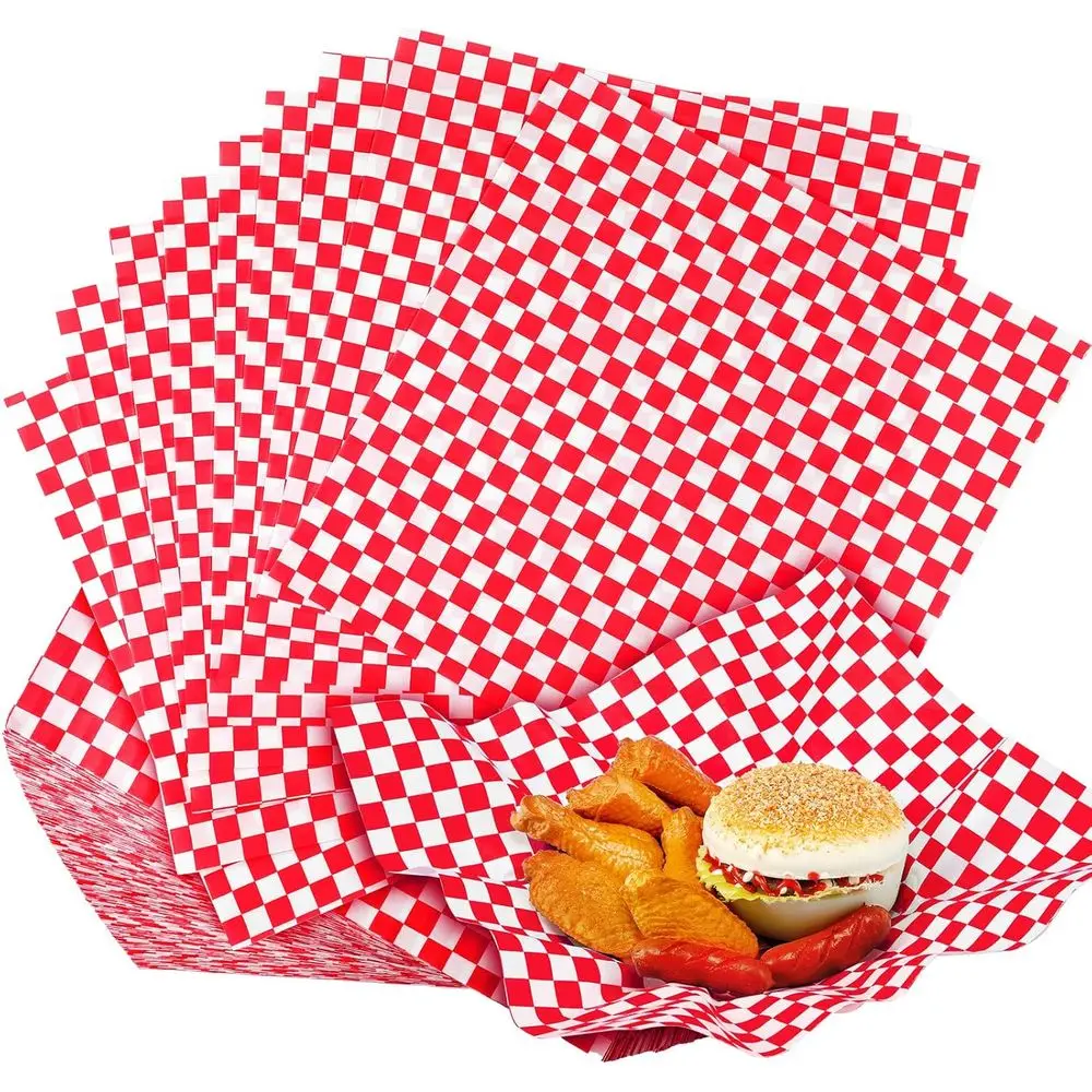 

1000 штук в упаковке: Красно-белые вощеные листы бумаги для сэндвичей и пикников, 12x12 дюймов