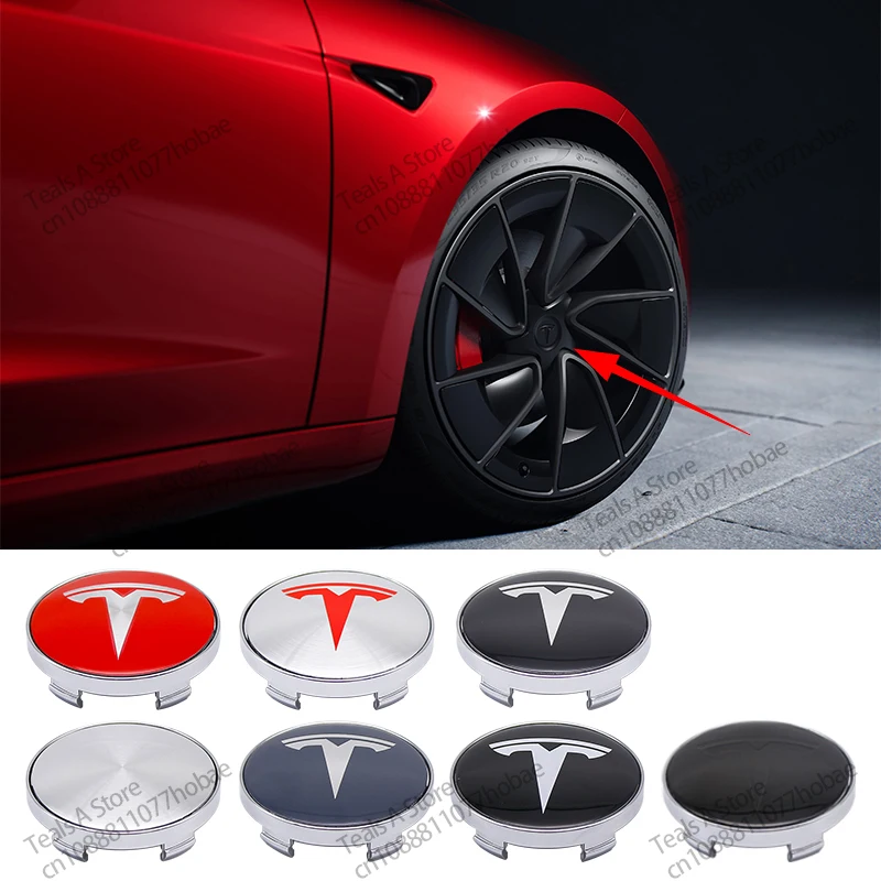 Hub Cap Center Logo Sticker para Tesla, Etiqueta Do Carro Personalizado, Acessórios Do Carro, Alta Qualidade, Modelo 3, Y, S, X, 56mm, 4Pcs