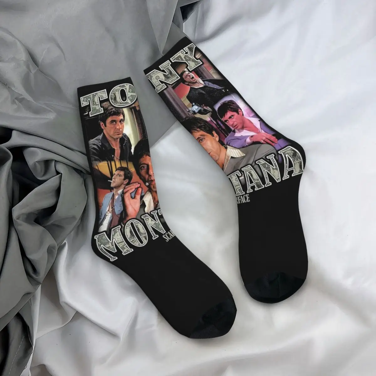 Scarface Montana Money Socks Men Women Polyester Funny Happy Movie Socks Spring Summer Autumn Winter Middle Tube Socks Gifts