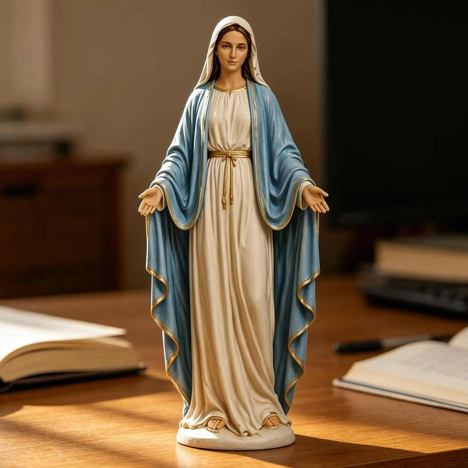 Figura Decorativa de la Virgen María para Escritorio, Figura Religiosa de Resina, Artesanía Decorativa, Piezas de Arte, Adecuada para Colocar en la Sala de Estar