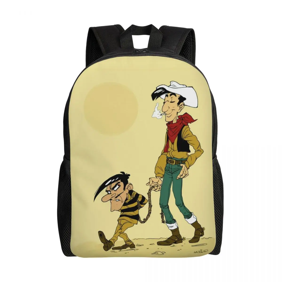 Lucky Luke Cartoon Comics Sac à dos pour garçons et filles, sacs de voyage universitaires, cartable pour hommes et femmes, convient pour ordinateur portable, grande capacité