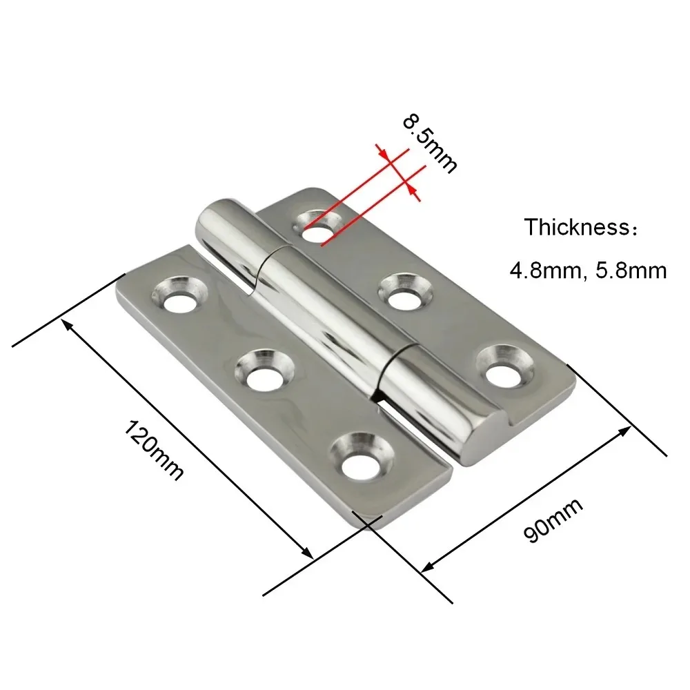 Bisagras de acero inoxidable 304 de 120mm, herrajes para barcos marinos, bisagra de puerta pulida con espejo, 1 unidad