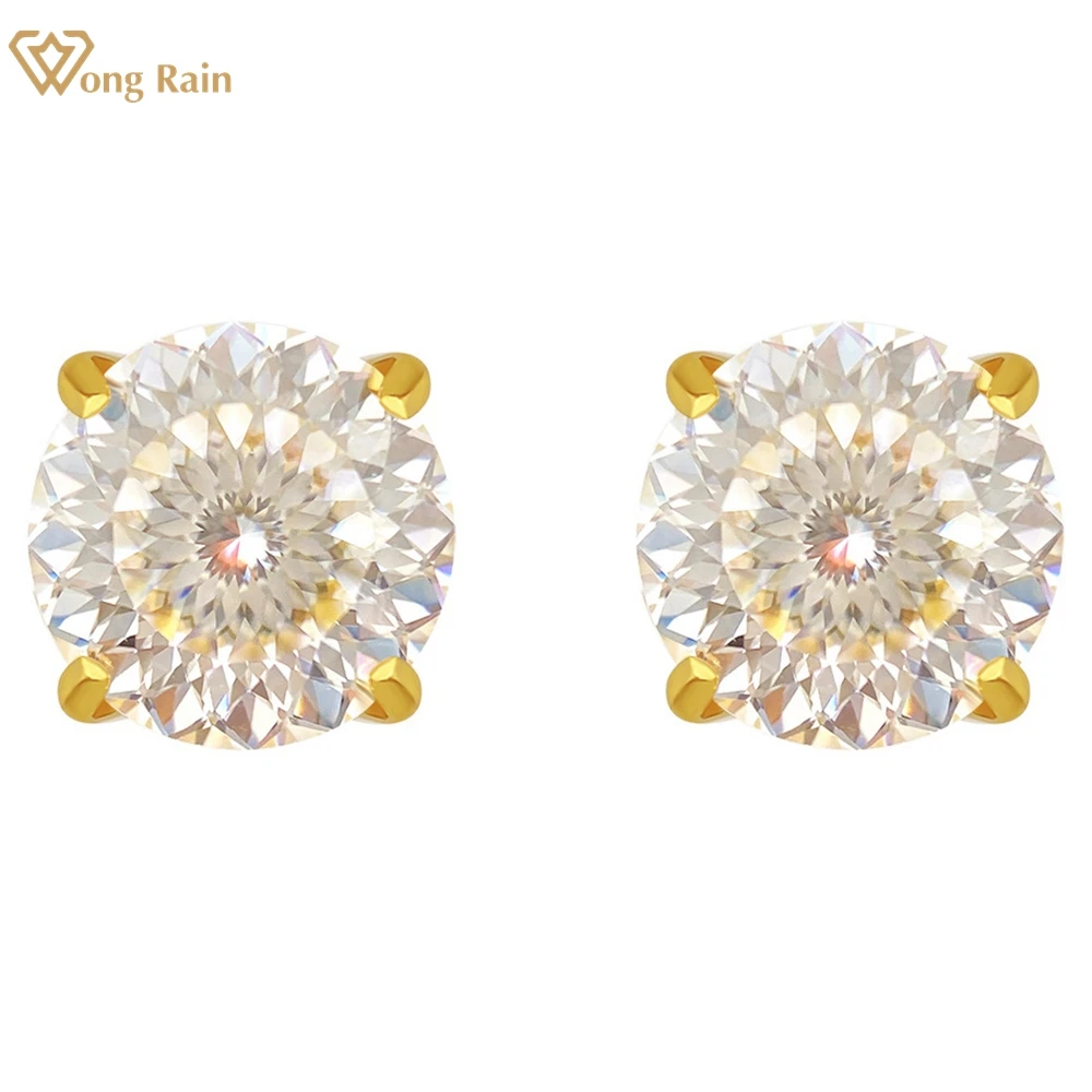 

Wong Rain Hip Hop 925 Sterling Silver Real D Color Moissanite Diamonds 5-8MM Gemstone 18K Gold Plated Stud Earrings Fine Jewelry