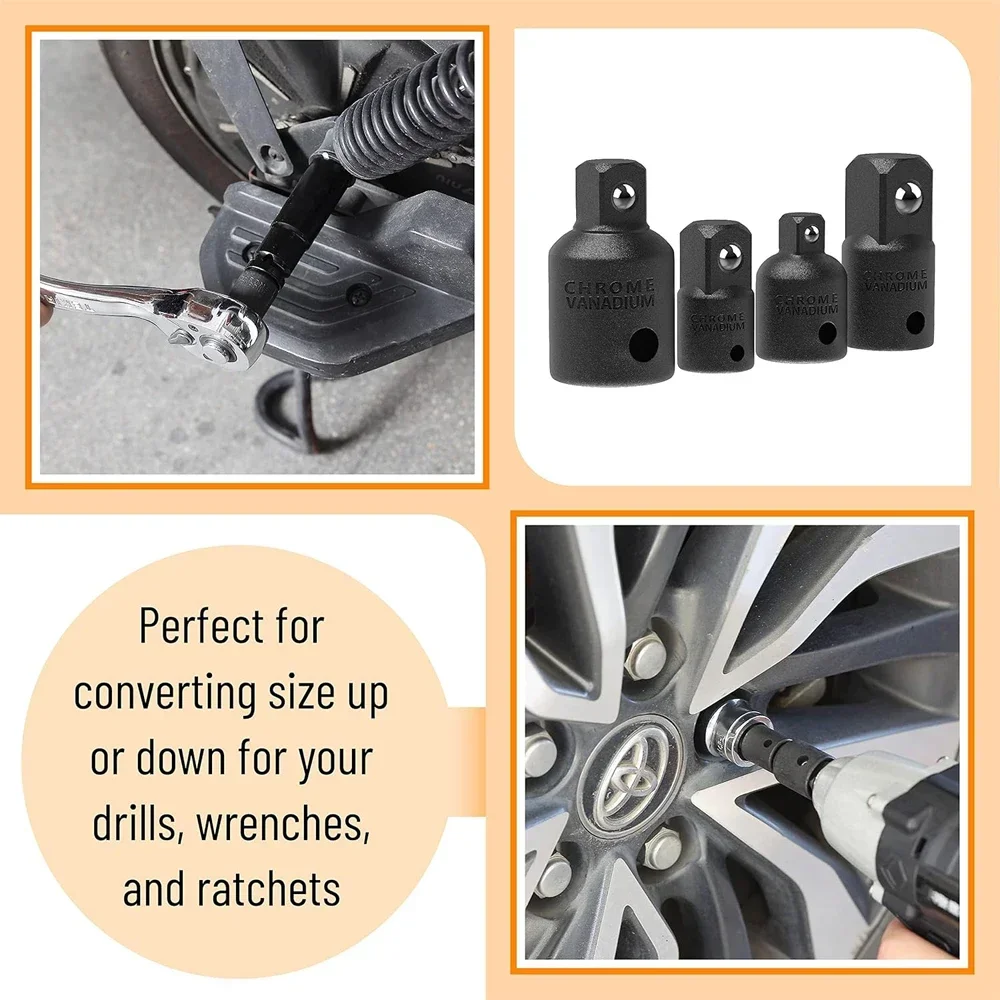 4PCS Impact SOCKET ADAPTER ลดชุด 1/2 3/8 1/4 นิ้วใช้ประแจเจาะอัตโนมัติและ Impact DRIVER งานก่อสร้าง