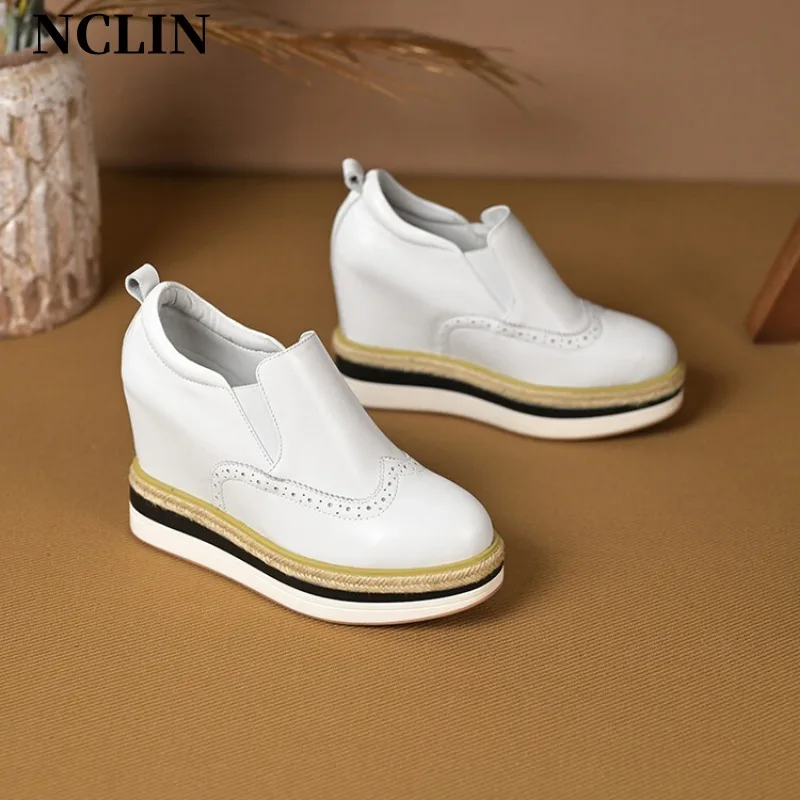 

Spring/Summer Women Shoes Chunky Heel Round Toe Platform Shoes Women Genuine Leather Shoes High Heel Sneakers Zapatos De Mujer