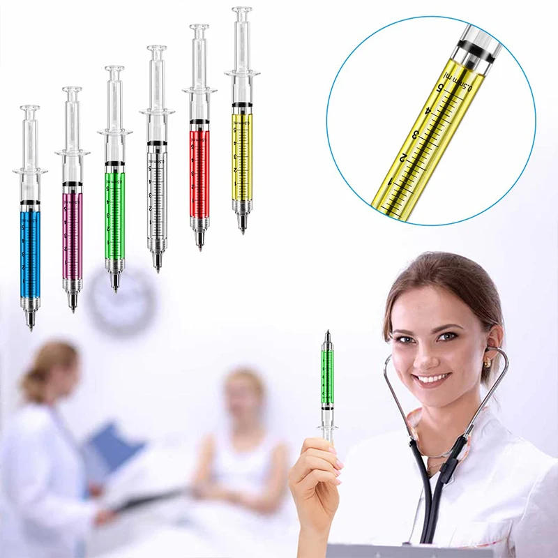 72pcs Novelty Liquid Syringe Black Blue Ink Ball Pens Ballpoint Pen Wholesale