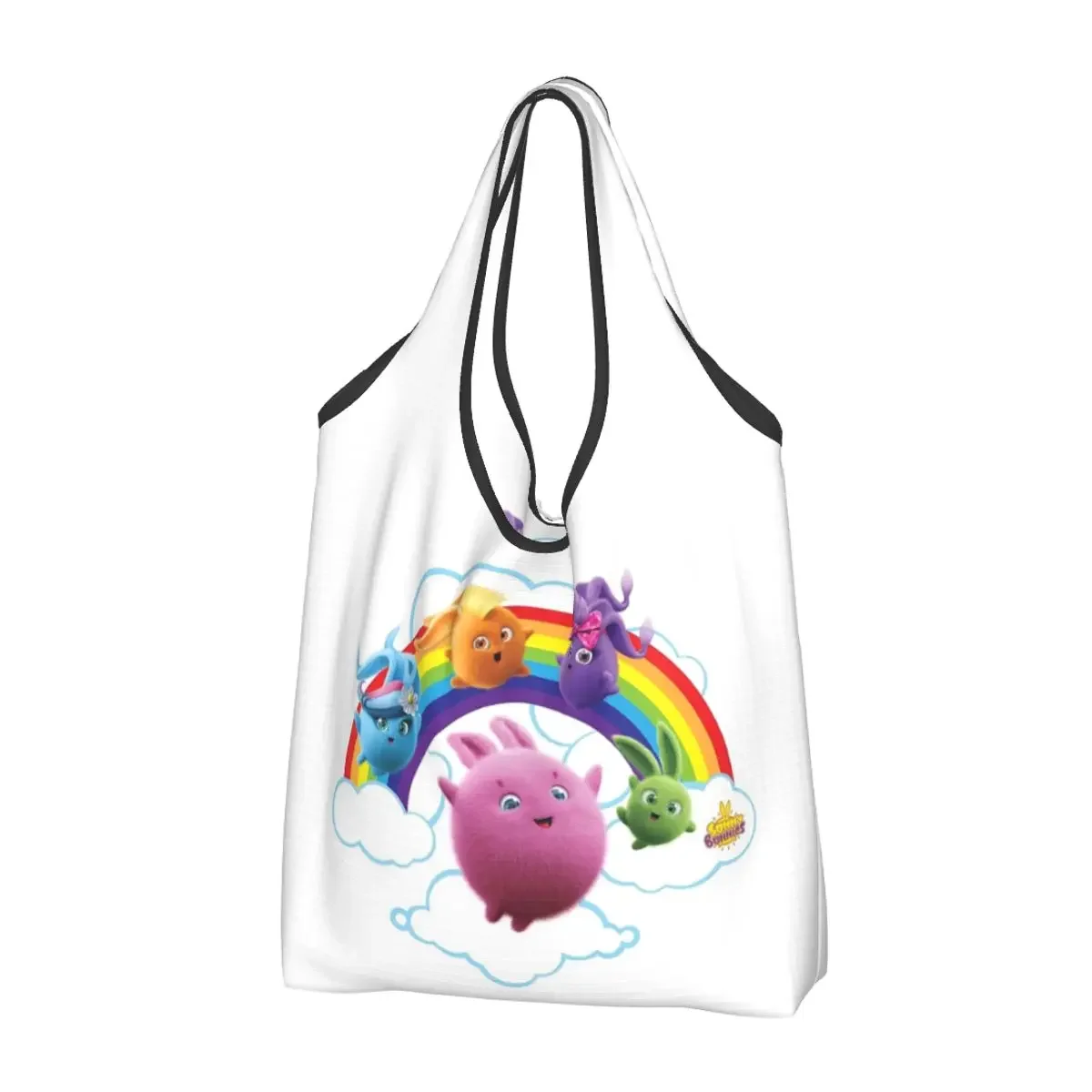 Sunny Bunnies - Rainbow Bunnies Portable Tote Shopping Bags Reusable Shopper Bag Grocery Handbag Shoulder Bag