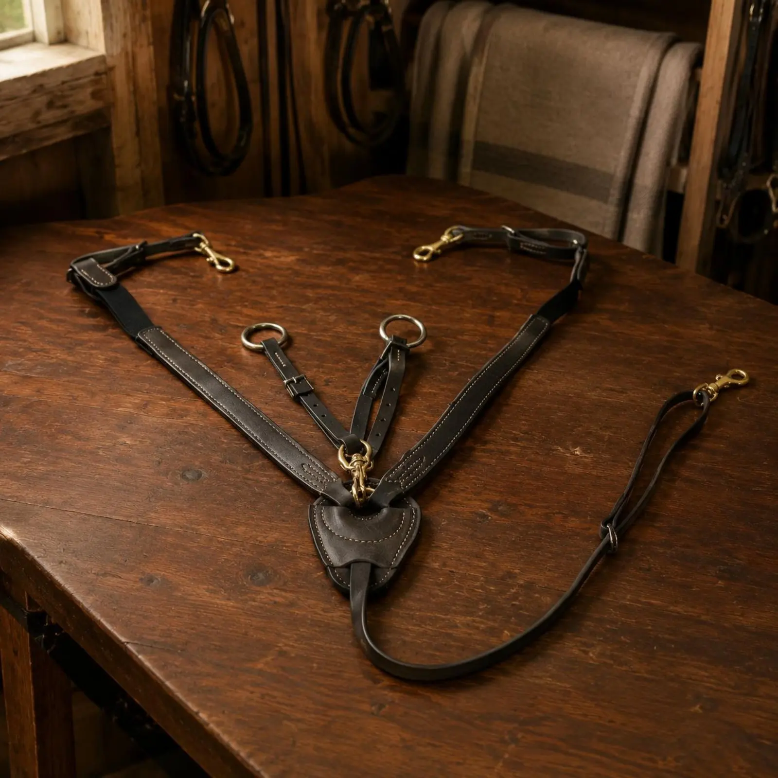 

Leather Horse Breastplate Wear-Resistant Horse Riding Breast Collar Leather Breast Collar Adjustable Fit Equine Gear