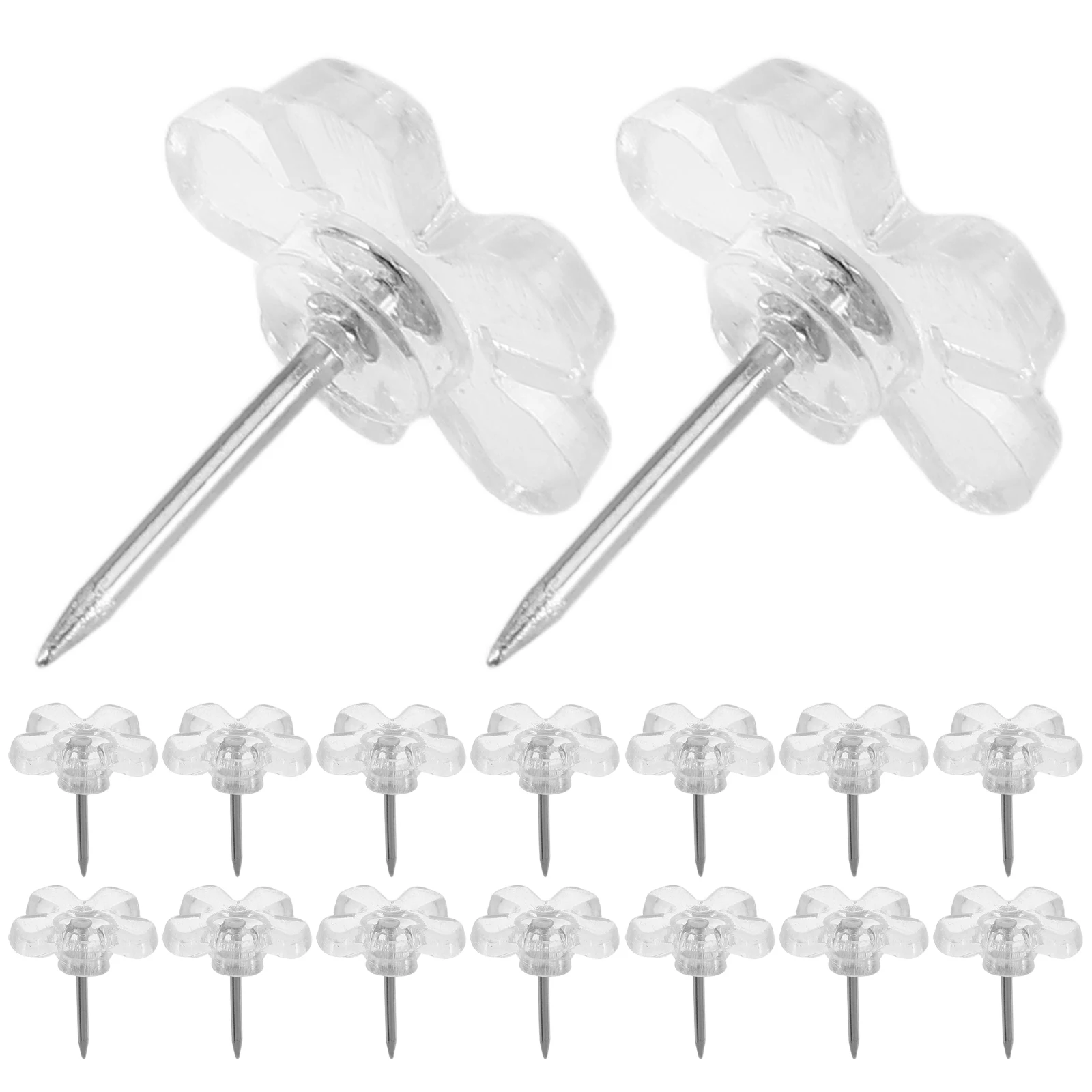 

200 Pcs Transparent Flower Pushpins for Cork Board World Map Thumbtacks Flat Clear Office Home Decor Soft Tack Pins Photo