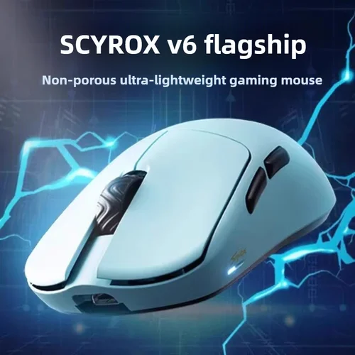 SCYROX V6 ratón inalámbrico no poroso esports 40g 750IPS con receptor 8k respuesta rápida pixart 3950 controlador web de 8KHz de alta calidad