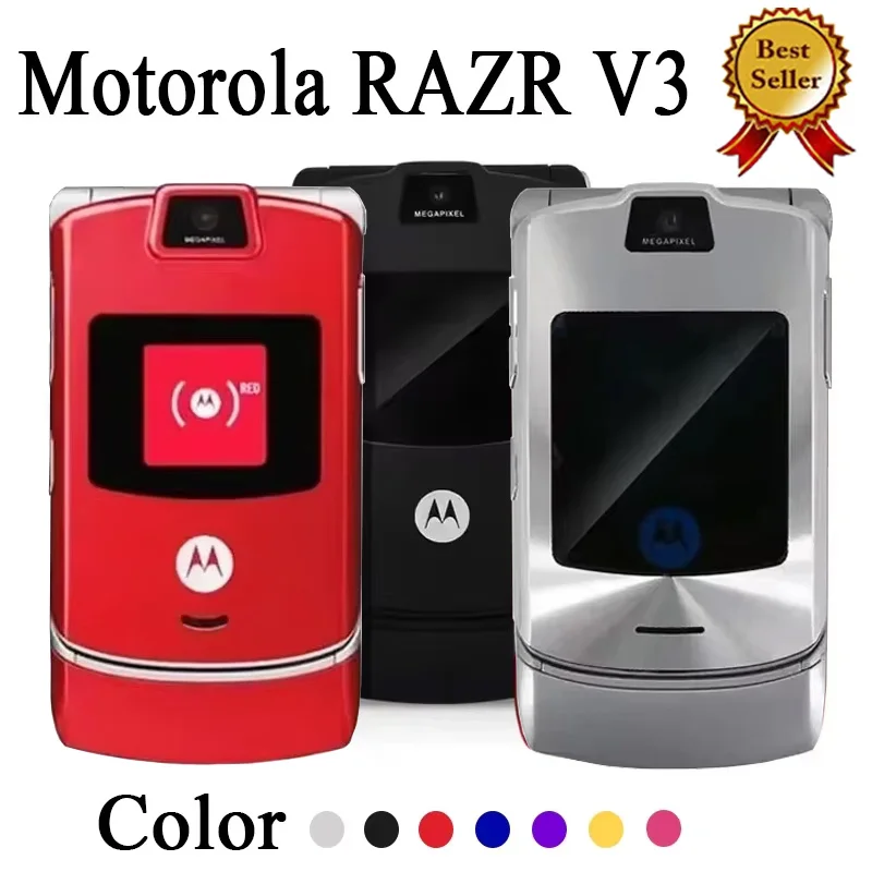 MOTOROLA RAZR V3 Refurbished 90% New-Original Unlocked Clamshell Bluetooth Mobile Phone GSM 850/900/1800/1900 Phone Good Quality