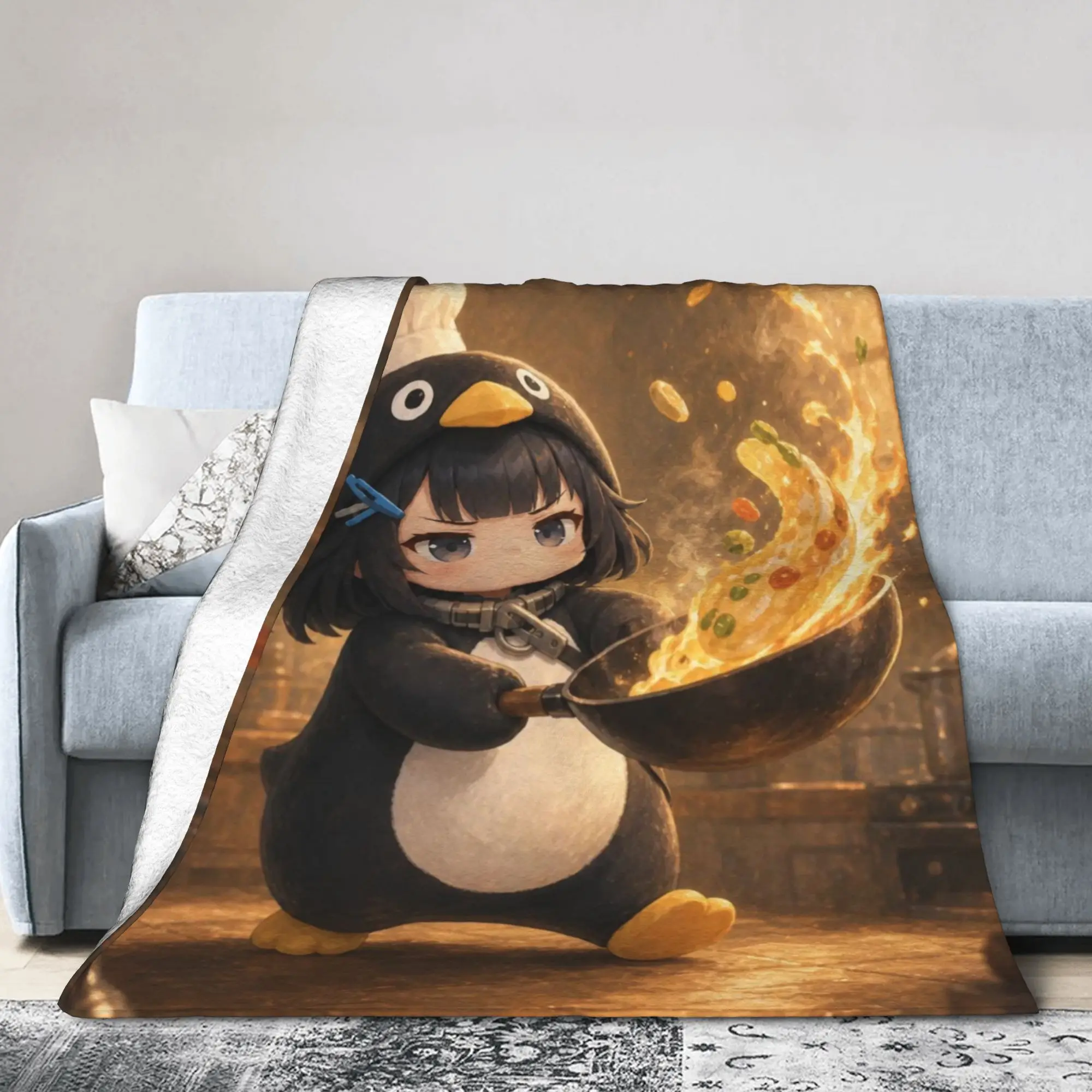 Gugu Gaga Penguin Blanket Flannel Summer Air Conditioning Cooking  Multifunction Throw Blanket for Bedding Bedroom Bedspread