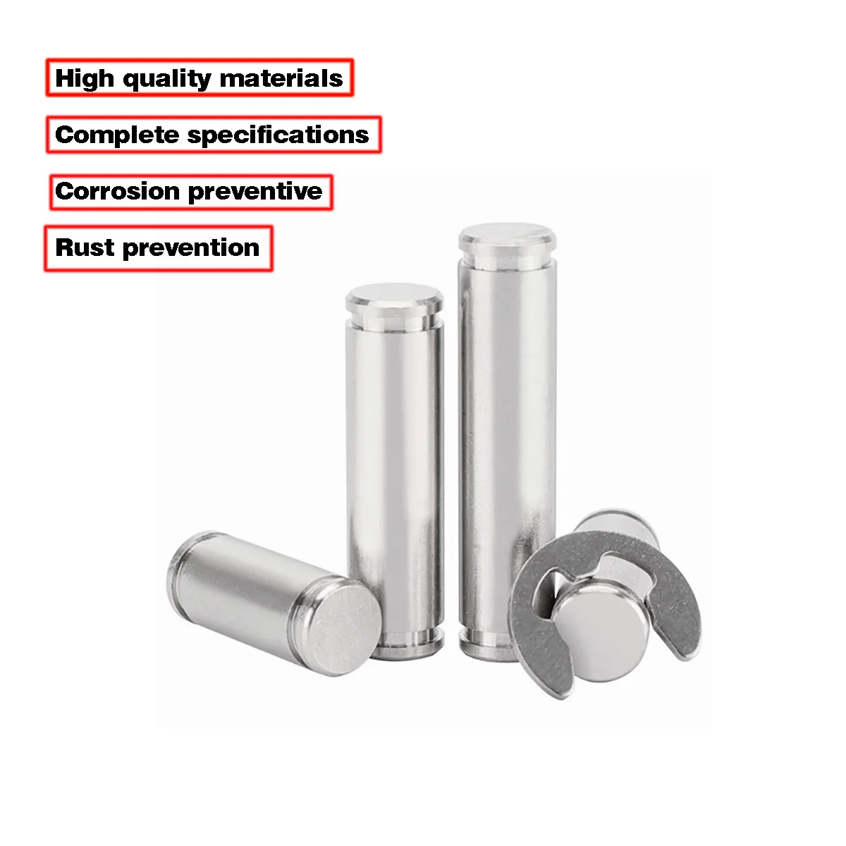304 Stainless Steel Grooved Pin Shaft / Double Head Circlip Locating Pin With Retaining Ring / Cylindrical Pin Shaft M3M4M5-M12