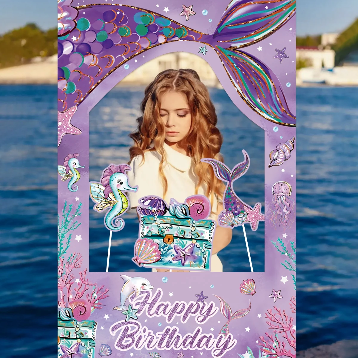 Mermaid Theme Photo Booth Background Happy Birthday Decoration Under The Sea Birthday Decor Baby Shower Party Supplies