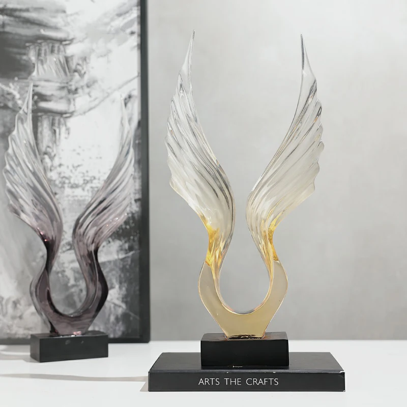 Modern Art Creative Flying Together With Wings Statue Decoration Living Room Hotel Lobby Office Gradient Color Resin Craft Gift