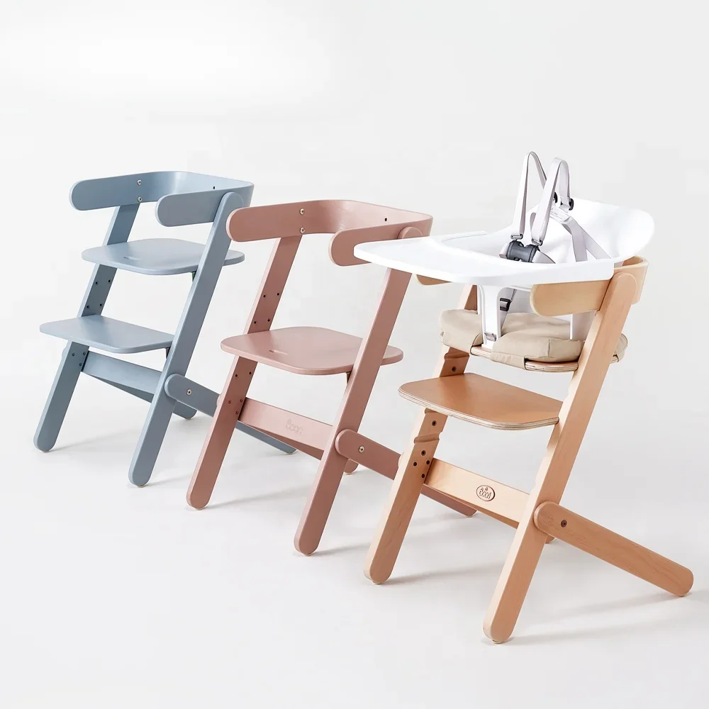 Chaise haute réglable en bois pour bébé, 3 en 1, alimentation