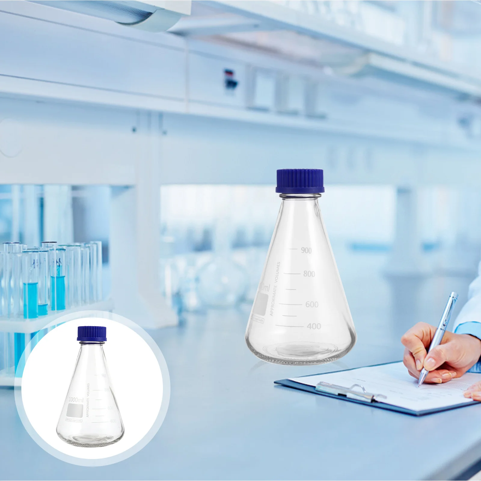 

1Pcs Glass Conical Flask 1000Ml Erlenmeyer Flask Laboratory Tool Transparent Bottle Chemistry Experiment Accurate Measurement