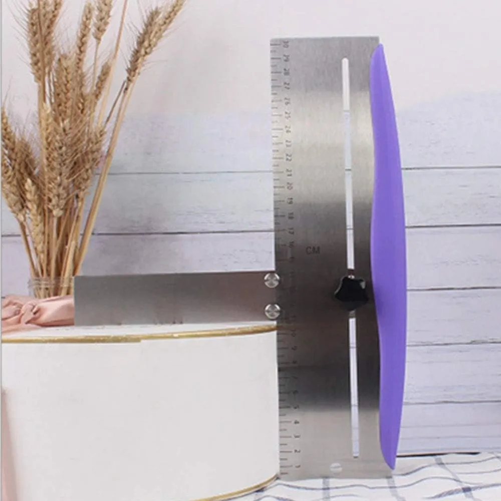 

Cake Scraper Turning Tools Bakeware sy Clean Leveling Device Stainless Steel Kitchen gh Strength Spatula DIY Adjustable Prac