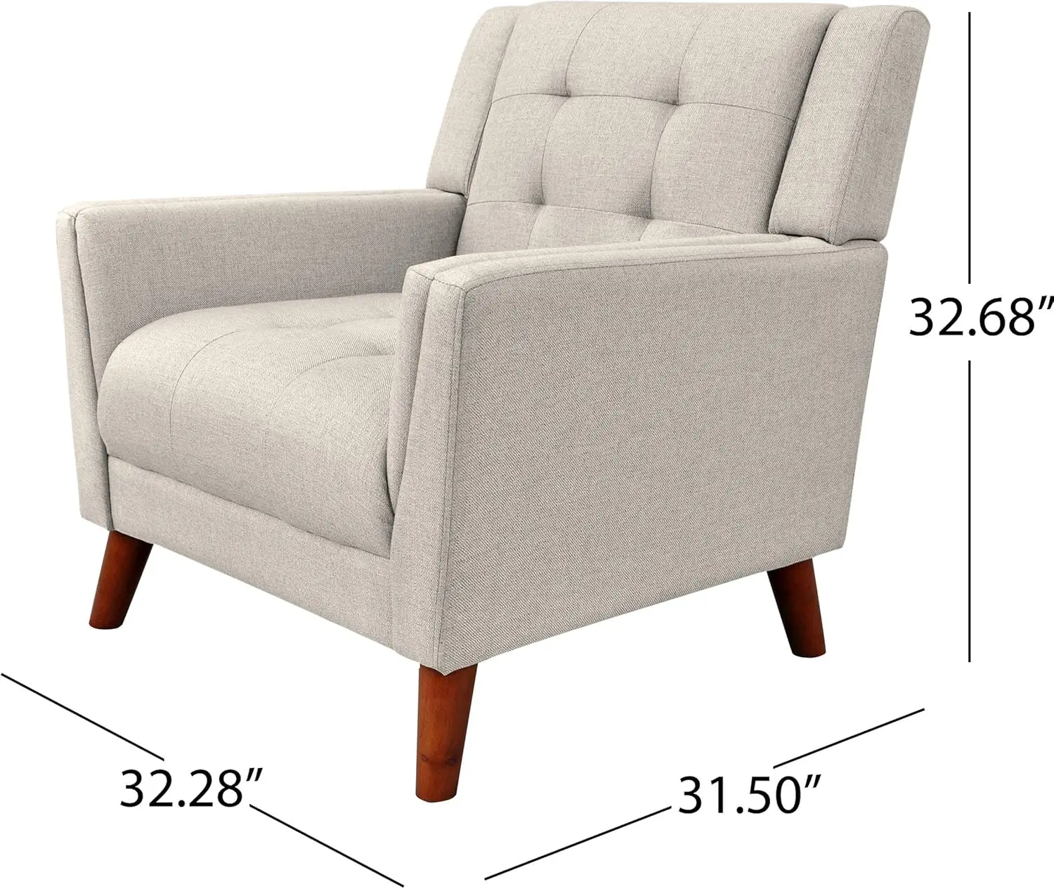 [Free Shipping!]Evelyn Mid Century Modern Fabric Arm Chair, Beige & Walnut