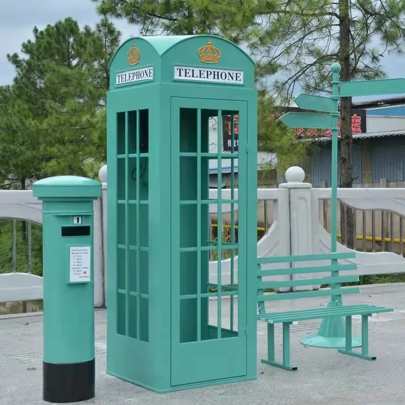 custom.Photography Backdrop Green Telephone Booth Indoor Out Door OEM  Antique Telephone Booth Metal Telephone Booth Decoration