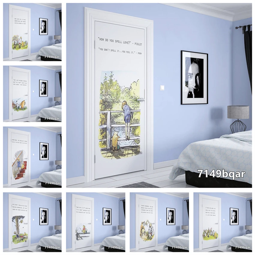 Disney Winnie the Pooh and his friends Decoration for boys and girls room door door stickers Wall Stickers PVC wall art Cartoon