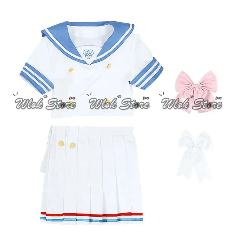 20151123 Anime Game Blue Archive Urawa Cosplay Costume Sailor Suits Hanako Halo Wig Bowknot Headwear Halloween Party Outf