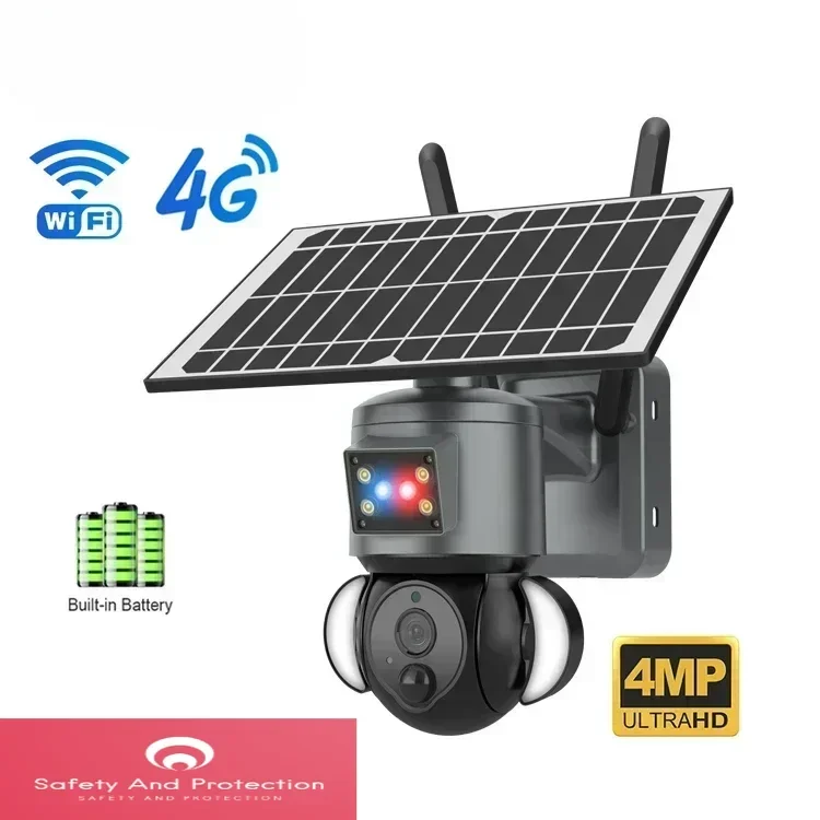 2023 Trend Hot Sale Home Outdoor Network Camera 4MP Security System Wireless WIIFI 4G Solar Surveillance Camera