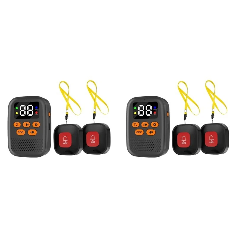 AB25-2X Wireless Caregiver Call Button For Elderly,Caregiver Pager Elderly Monitoring With Vibration, Alert Button