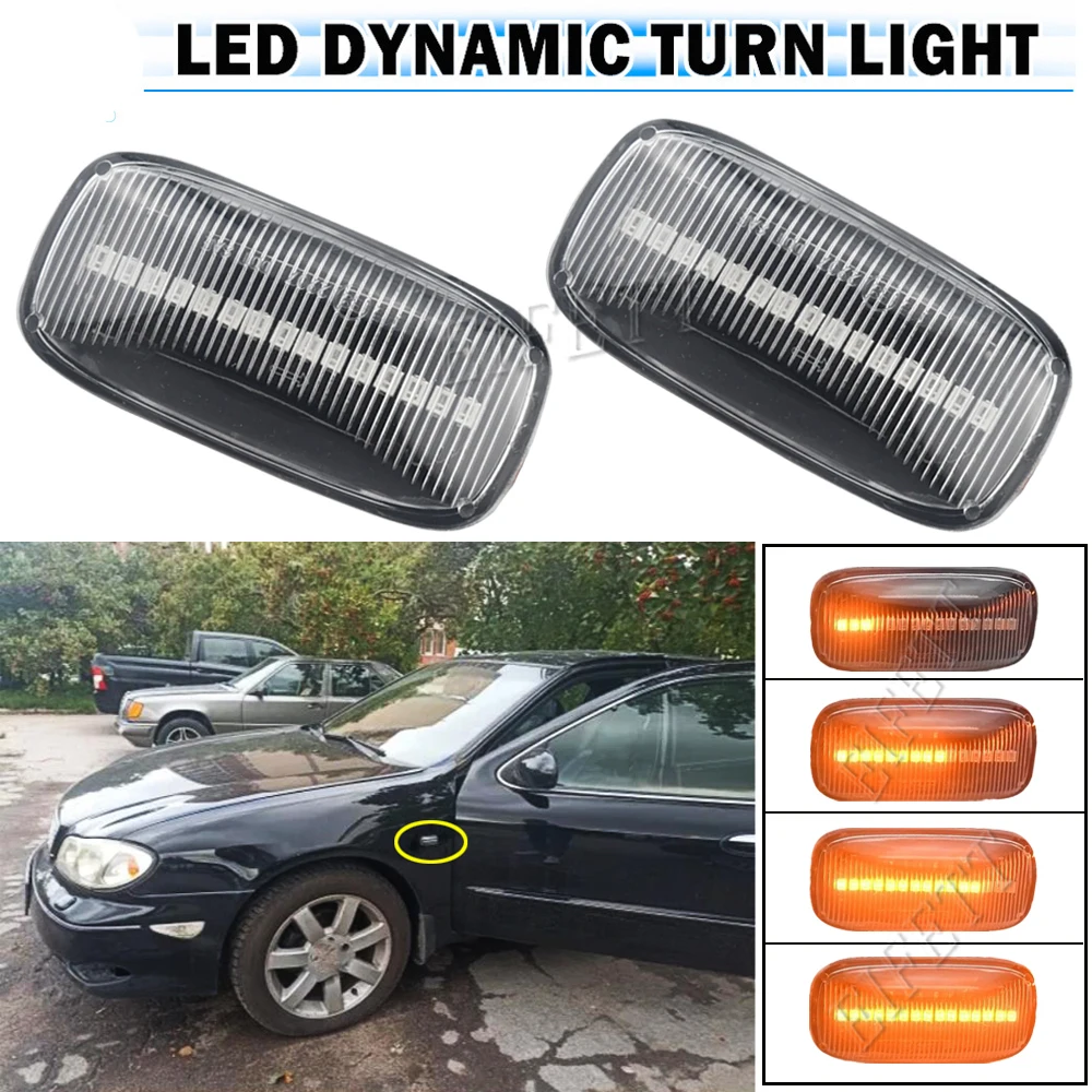 

Sequential Flashing LED Turn Signal Side Marker Light For Nissan Maxima Almera Pulsar N15 Cefiro A32 1995 1996 1997 1998 - 2000