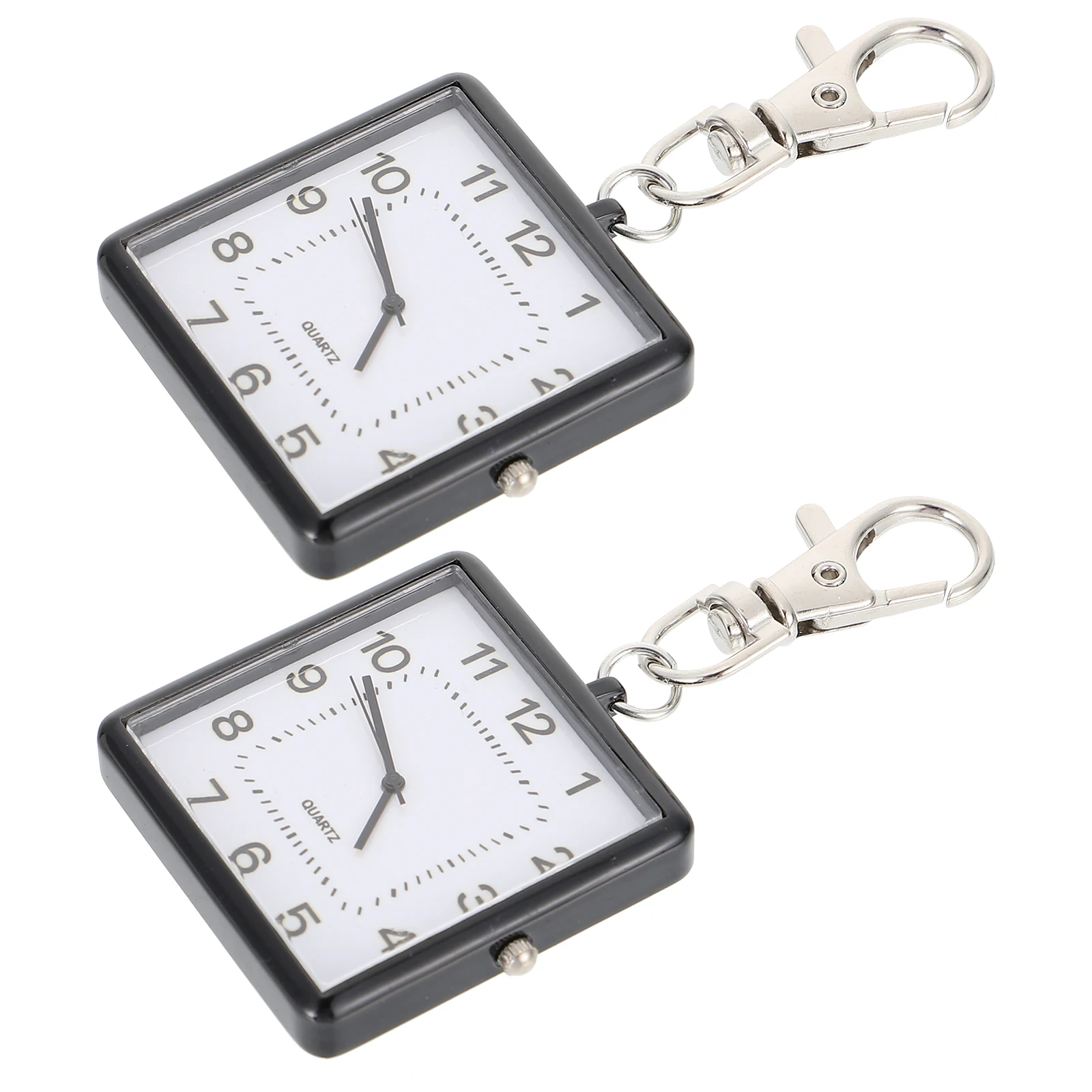 

2Pcs Quartz Watch Keychain Pocket Watch Unisex Large Dial Keychain Portable Nurses Doctors Students Zinc Alloy Glass