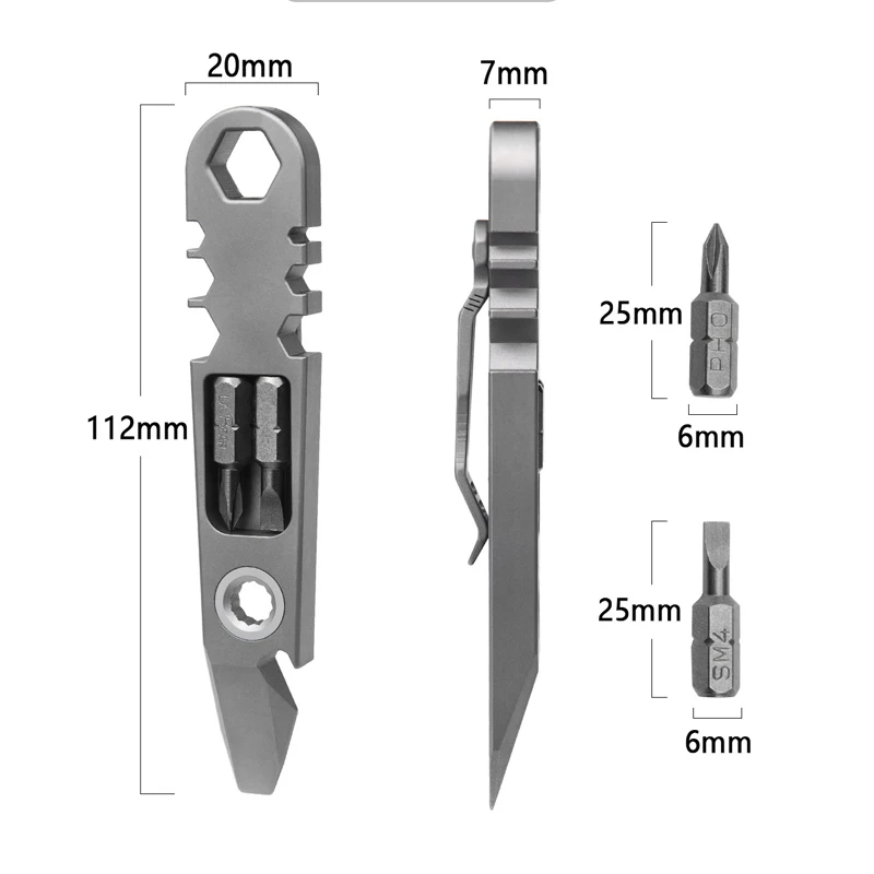 Barra di leva multifunzionale portatile EDC in lega di titanio per esterni, cacciavite a cricchetto rapido, strumento di riparazione, apribottiglie, rimozione unghie