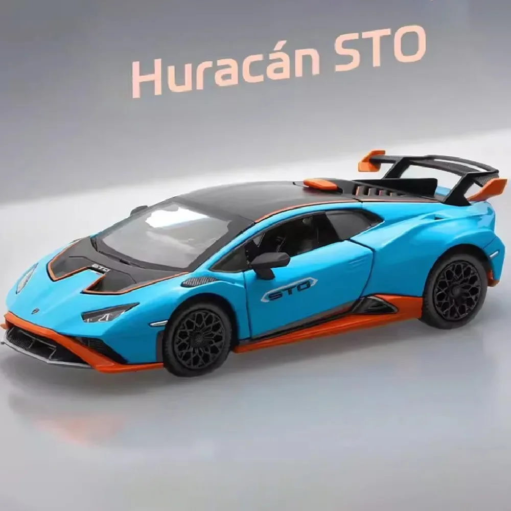 CCA 1/32 Lamborghini Huracan STO โมเดลรถของเล่นโมเดลรถยนต์ซุปเปอร์โมเดลรถเหล็กหล่อเครื่องประดับตกแต่งเป็นของขวัญสำหรับเด็ก