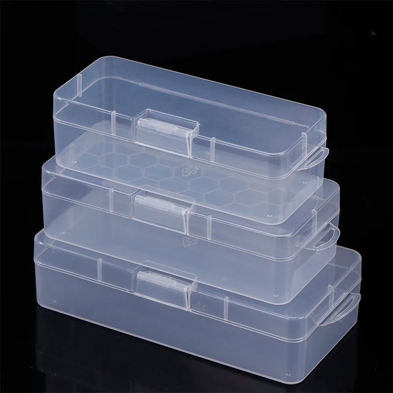 ● Nail Art Storage Box Nail Parts Organizer Clear Cuboid Plastic Container Packaging Case For Nail Brush File Manicure Tools view 2