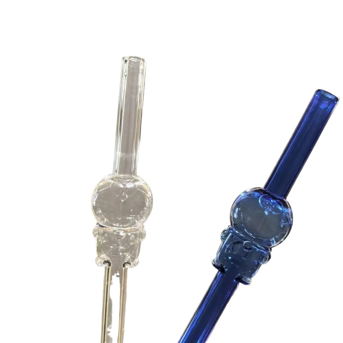 Cute Doraemon Glass Straw Heat‑Resistant Food‑Grade Reusable Drinking Straw