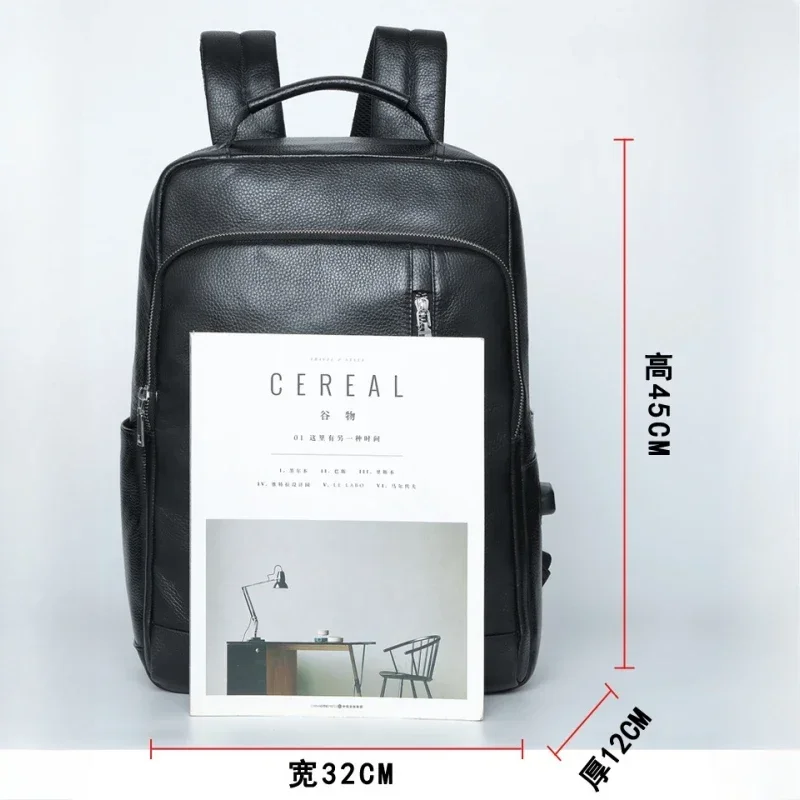 Men New Backpack Business High-quality Leather Cowhide Large Capacity Outdoor Travel Shoulders Bag Computer Bag Laptop Backpack
