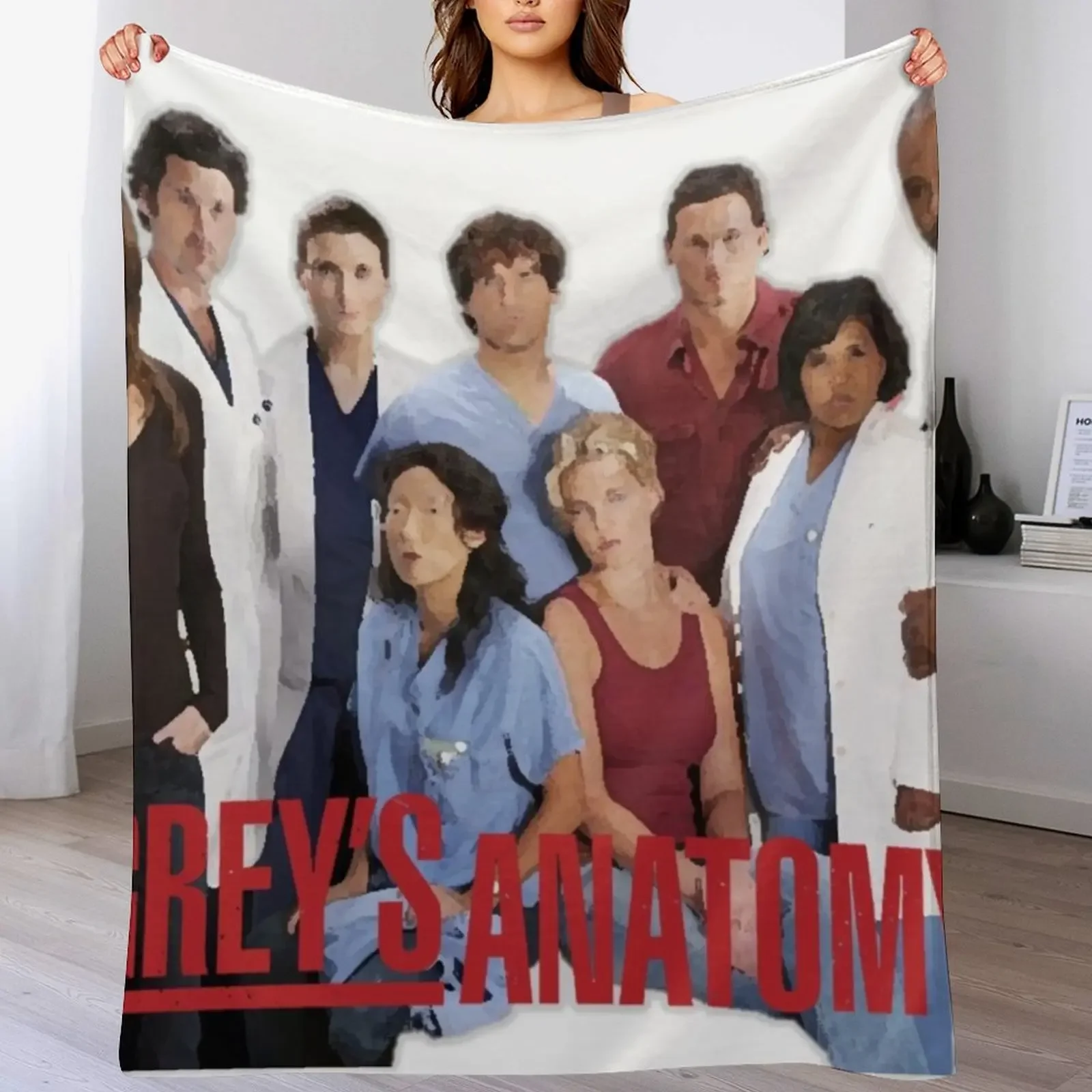 

Greys - cast image Throw Blanket Soft Plaid Thermal Retros Decorative Sofas Blankets