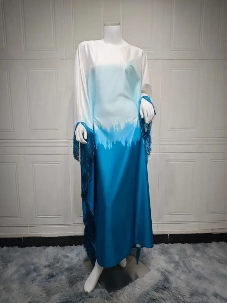 Eid Muslim Dress for Women Jalabiya Party Dresses Tassel Bat Sleeve Abaya Morocco Dubai Vestidos Arab Long Robe Ramadan Kaftan