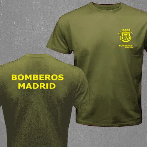 Spain Madrid Firefighter Fire Brigade Cuerpo Bomberos T-shirt Short Sleeve Casual 100% Cotton Shirts