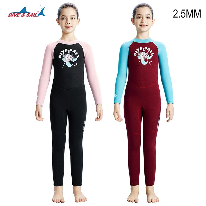 

2.5MM Girl One Piece Neoprene Keep Warm Spearfishing Keep Warm Swim Diving Suit Kids Scuba Water Sports Kayaking Surfing WetSuit