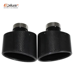 Eplus Glanz Kohle faser Auto Schall dämpfer Spitze Auspuffrohr Düse Dekoration Universal Edelstahl schwarz oval 150mm Kippen links rechts