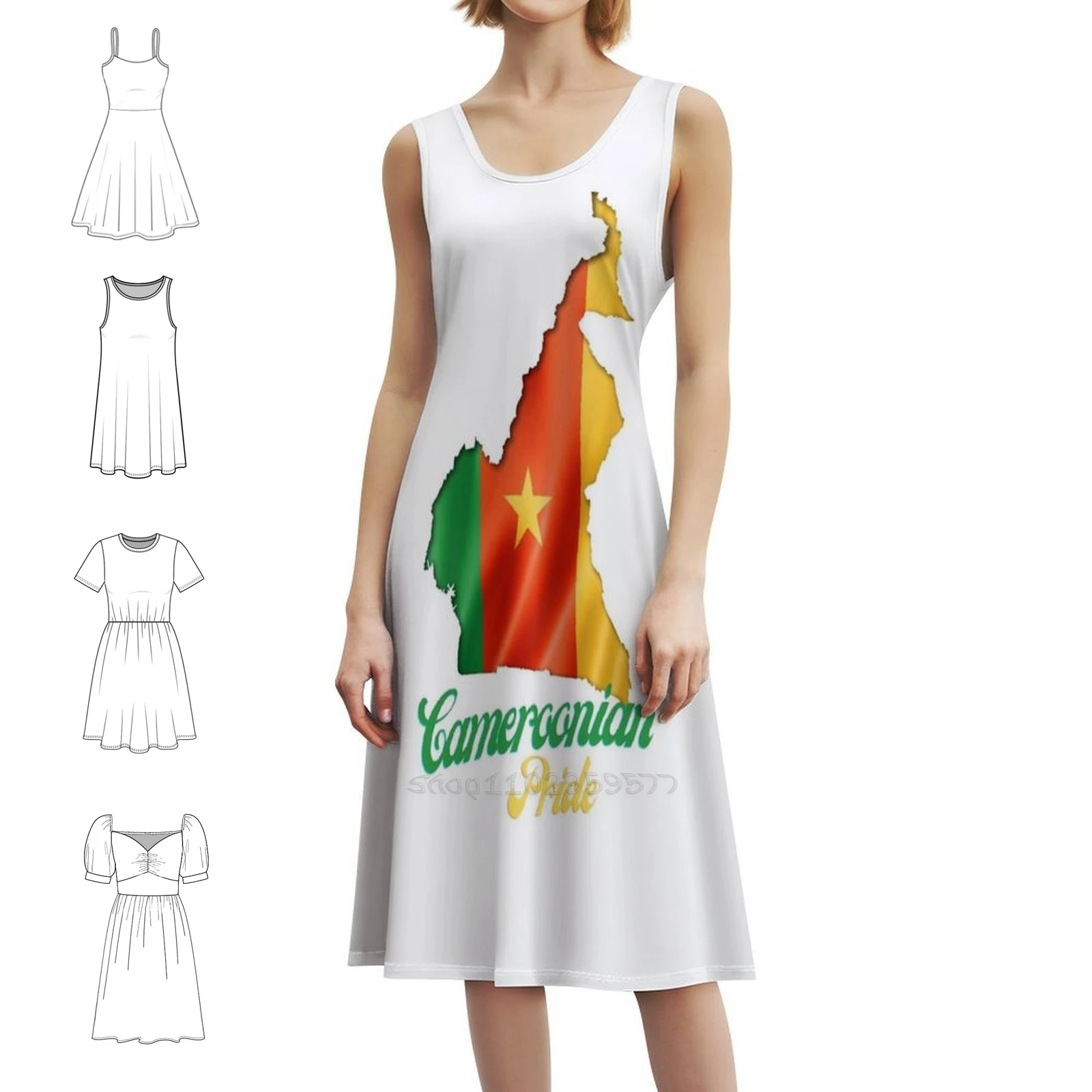 

Камерунская гордость Платье в корейском стиле для женщин Элегантное повседневное платье для вечеринки или повседневного ношения Камерун Флаг Камеруна Гордость Африки