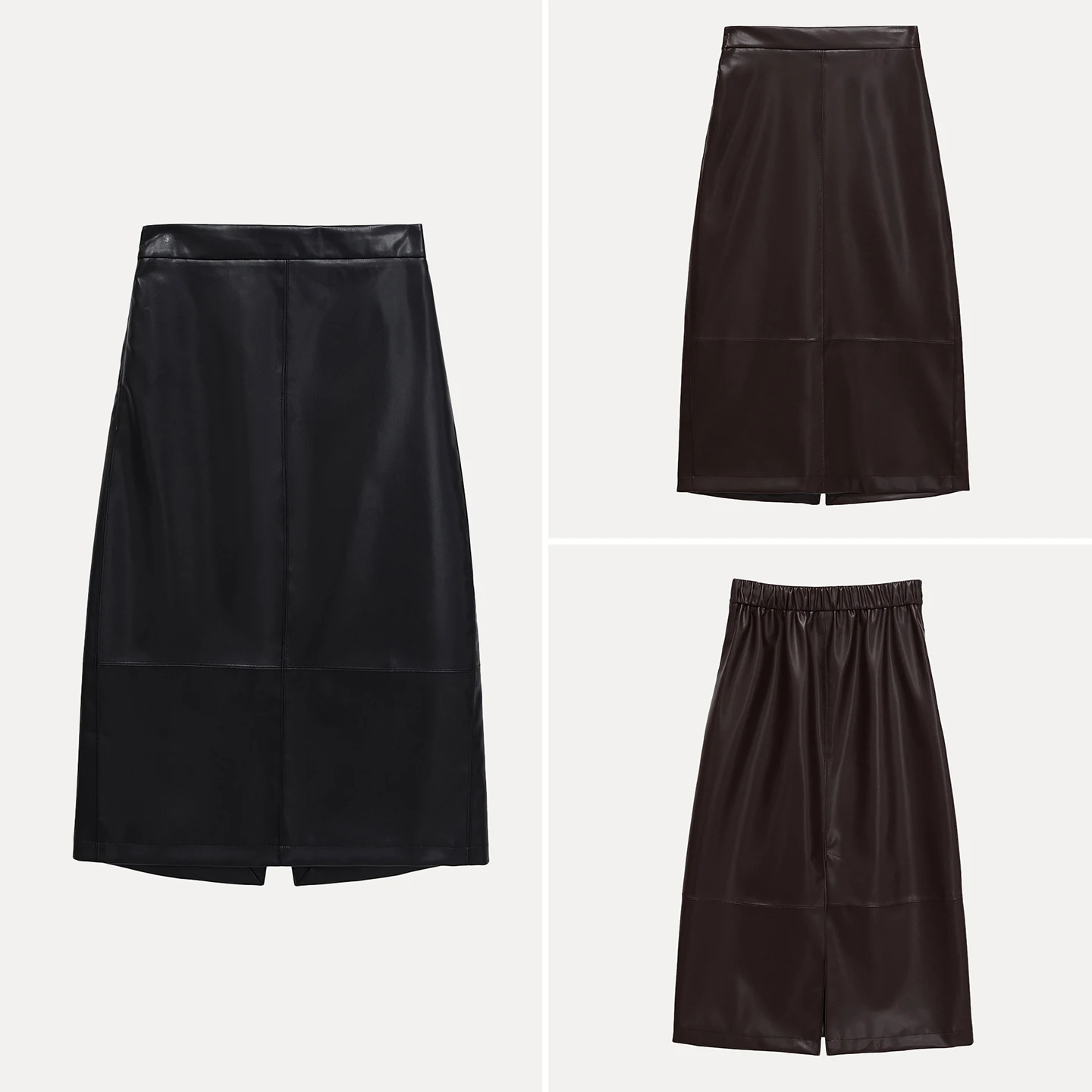 

Простая и стильная женская кожаная юбка с разрезом и эластичным поясом, осень 2025, новинка, модель Z