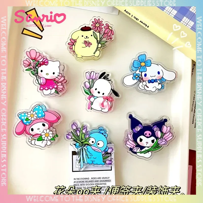 

50 шт. симпатичная мультяшная полипропиленовая клипса Sanrio Hello Kitty Melody Cinnamoroll папка для студентов канцелярские зажимы оптовая продажа