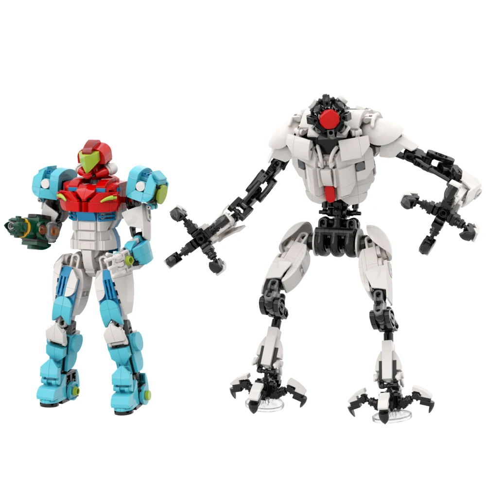 MOC Mechanical Warrior Samus and E.M.M.I. Building Block Set Metroids Operative Research Robot Mech Model Toys Children Gifts