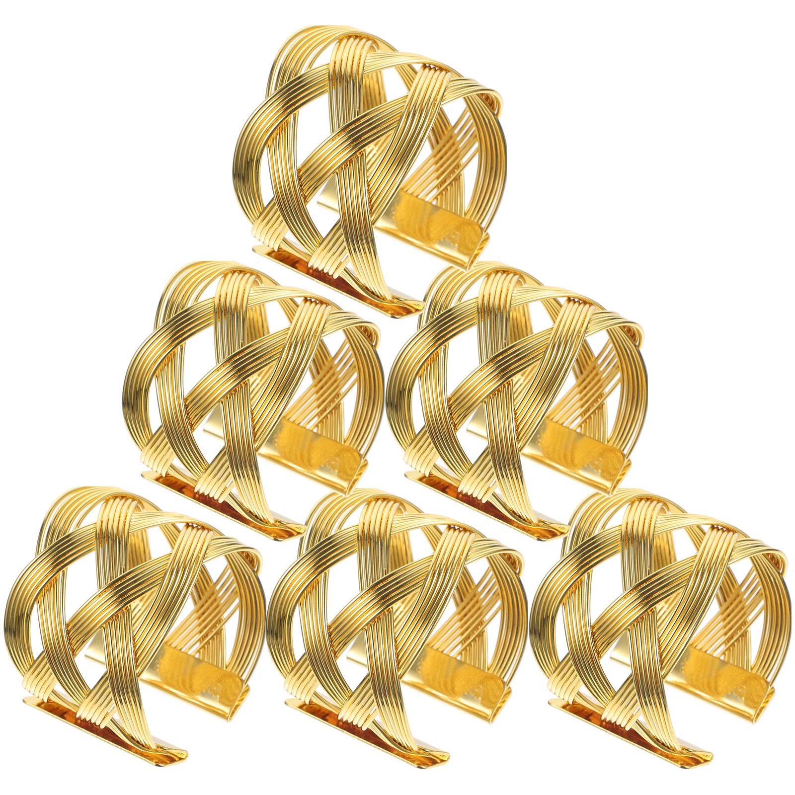 

6 Pcs Rings Metal Woven Gold Plated Buckle Table Decor Dining Dining Table Napkin Ring Party Wedding Holiday Home Textile