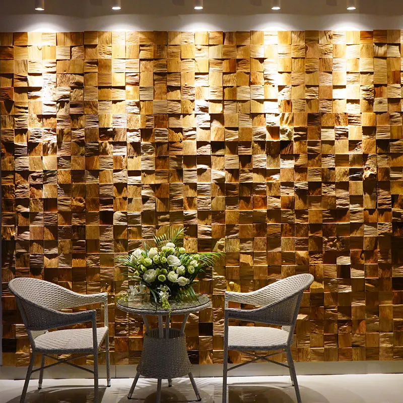 30x30cm Reclaimed Ship Wood Solid Wood Mosaic Tiles for TV Feature Wall Living Room, Antique Wood Grain Texture Natural DIY