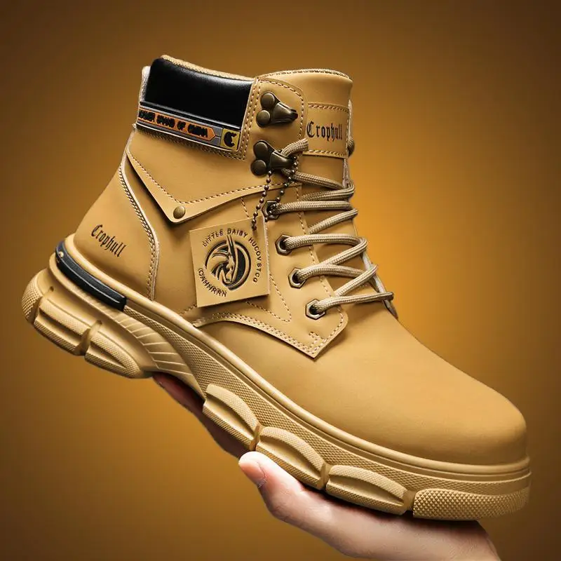 Fashion Retro High-Top Men's Boots 2025 Autumn New British Style Tooling Shoes Locomotive Boots Trend Versatile Casual Shoes Men